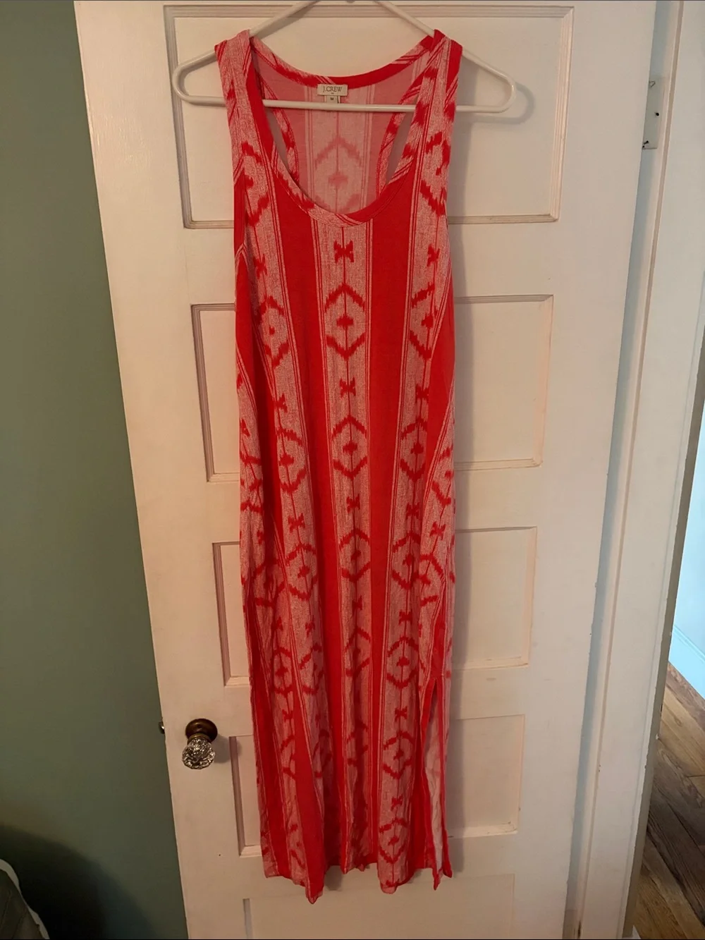 J Crew Coral Pink Patterned Maxi Dress